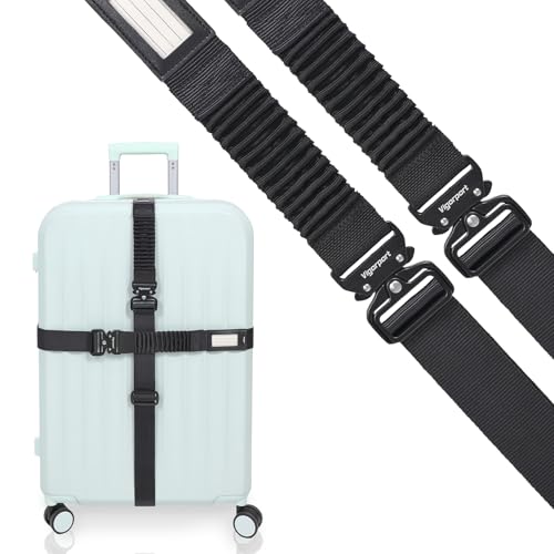 Image of Vigorport Luggage Straps for Suitcases, Heavy Duty Metal Buckle Luggage Belt Strap, TSA Approved Suitcase Belt, Stretchable Travel Strap for Luggage