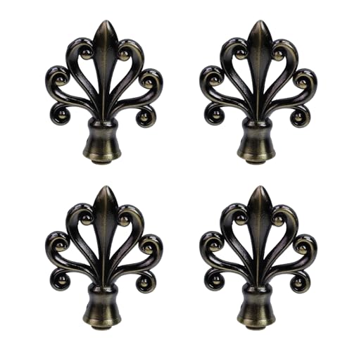 MY MIRONEY 4PCS Lamp Finial Cap Knob Antique Bronze Finial Decoration with Dual-Thread Screw for Lamp Shade Bracket Harp Top, Fit Both 3/8" and 1/4-27