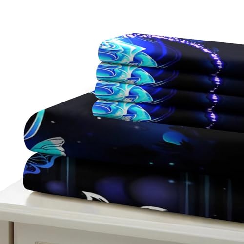 Housse de couette fleurs bleues 200x200 en microfibres douce - 7