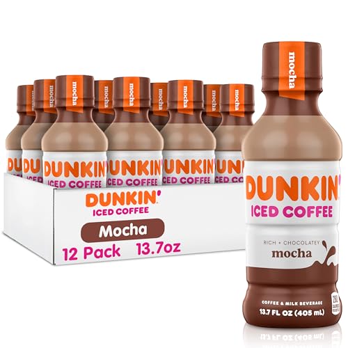 Dunkin' Mocha Iced Coffee Bottle, 13.7 fl oz, 12 Pack