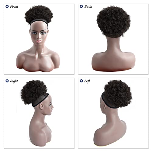 YAMEL Afro Puff Drawstring Ponytail Large Bun Extensions Dark Brown Synthetic Updo Hair Pieces for Black Women - Image 2