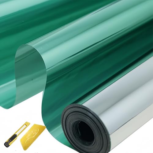 Vinilo Ventana Privacidad 40 x 480 cm Cristal Unidireccional Protector de Privacidad Anti 99% UV y Anti 92% IR Vinilos para Ventanas para Hogar Oficina, Verde