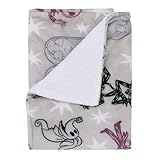 Disney Nightmare Before Christmas Gray, Purple, and White Super Soft Sherpa Baby Blanket