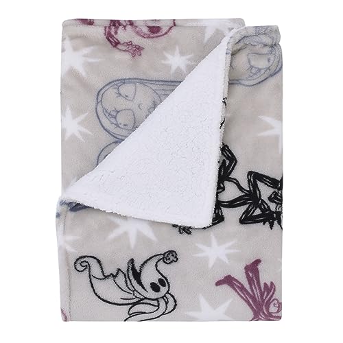 Image of Disney Nightmare Before Christmas Gray, Purple, and White Super Soft Sherpa Baby Blanket