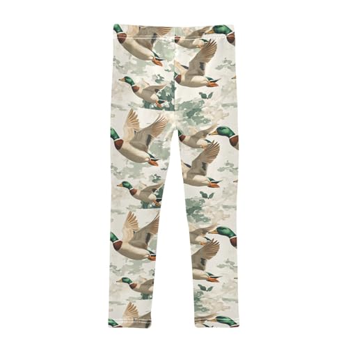 Vintage Mallard Ducks Girls Leggings Kids Yoga Pants Dance Active Tights 4T2