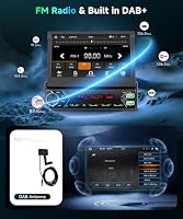 1 DIN DAB+ Autoradio mit 7" motorisiertem Touchscreen, Wireless CarPlay & Android Auto, Podofo Autoradio Bluetooth, USB-C, Mirror Link, Rückfahrkamera – Ansicht 3