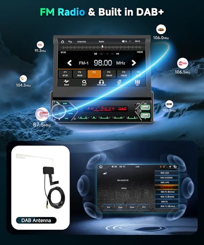 Autoradio Podofo mit Android Auto, 1 DIN, 7 Zoll Touchscreen, DAB+