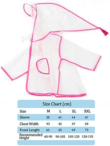 Vcostore Kids Rain Coat Transparent Rain Poncho Wrinkle Free Hood Rainwear For Boys Girls Age 3 12 Black Amazon Co Uk Clothing