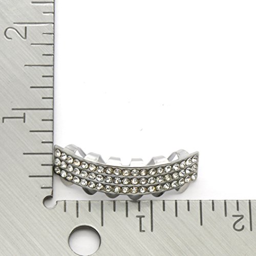 L & L Nation Hip Hop Bottom Row Silver Tone 3 Clear Rows Removeable Grillz #TOP4