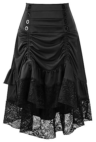 Jupe victorienne gothique steampunk vintage à volants dentelle pour femme