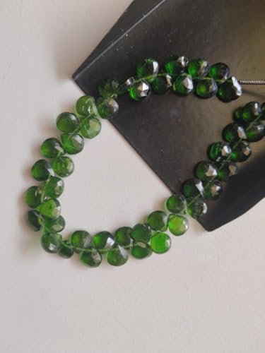 Diopside chromé perles de cœur vert 5mm pour création bijoux tourmaline