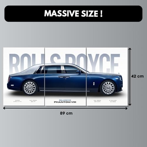 Image of Funk You Store Rolls Royce Phantom Poster Split Design Car Poster | 3 A3 Sized Luxury Posters for Wall | Large Size (89 x 42 cm) Wall Decor | Rolls Royce Phantom Car Posters for Bedroom (B 013)