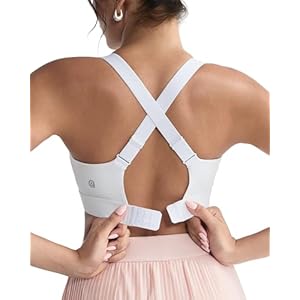RUNNING GIRL Sports Bras for Women High Support, Adjustable Straps Hook Back Sports Bras for Women with Sewn in Pads White Small