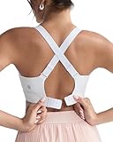 RUNNING GIRL Sports Bras for Women High Support, Adjustable Straps Hook Back Sports Bras for Women with Sewn in Pads_WX3125_White_XL