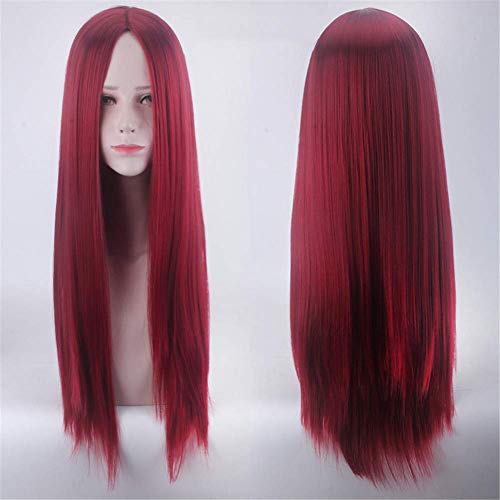CLQya Perücken Volle lange natürliche gerade Perücke Mode für Frauen Cosplay Partei-80CM,rot Cover