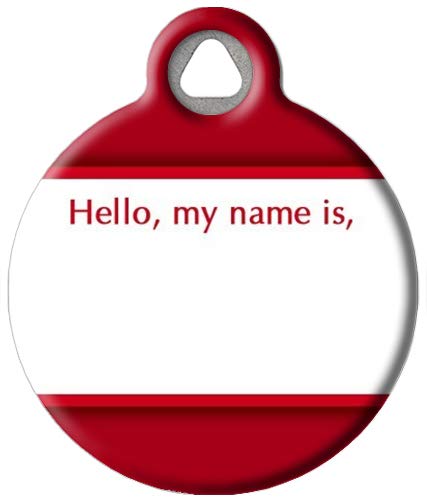 Dog Tag Art Cute Hello My Name is Custom Pet ID Tag for Dogs and Cats, Personalized Dog Tag with Customized Identification Information, Hello, My Name is, Small (7/8