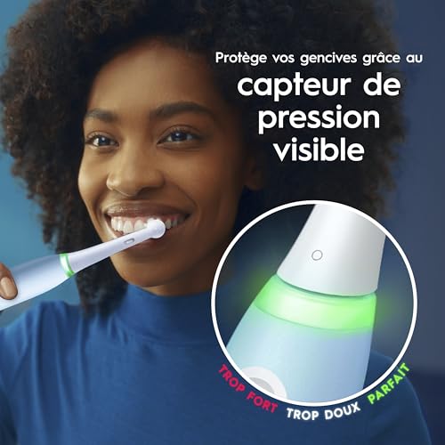 Image of Oral-B iO 3 Electric Toothbrush, with 3 Heads, Designed by Braun, Blue