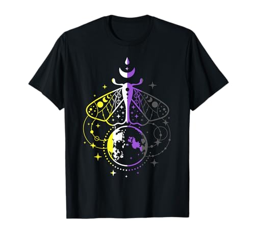 Nonbinary Pride Motte mit Mond und Sternen T-Shirt