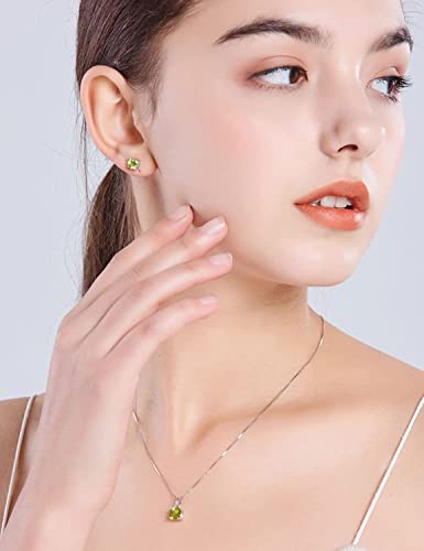 S925 2Ct Peridot Pendant Necklace Sterling Silver Gemstone August Birthstone Fine Jewelry For Women, 16 Inch #TOP6