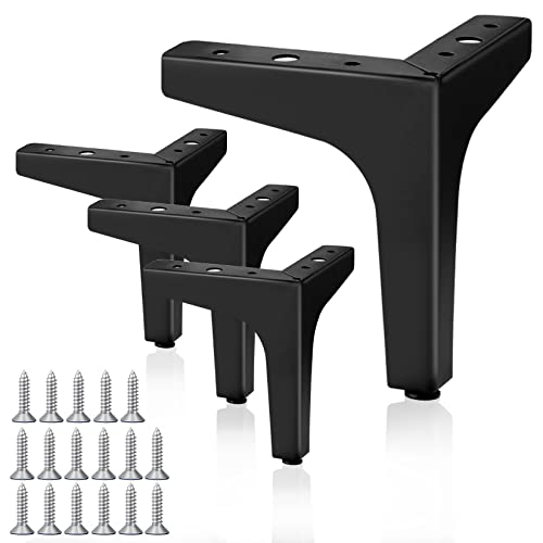 Lot de 4 Pieds de Meubles Noirs 10 cm Triangle Pied Meuble Métal, Bricolage pour Pied de Table Basse, Pieds de Chaise, Pieds de Canapé, Pieds Meuble Cuisine(Noir 4pcs-10cm) Cover