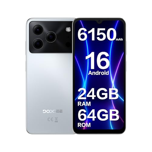 DOOGEE Note 56 Mobile Phones, Newest Android 16 Smartphone, 6150mAh, 6.56" HD+ 90Hz Display, 24GB+64GB/2TB Android Phone, 4G Dual SIM Free Mobile Phone, Face Unlock/3.5mm Headphone Jack/5G WiFi/OTG