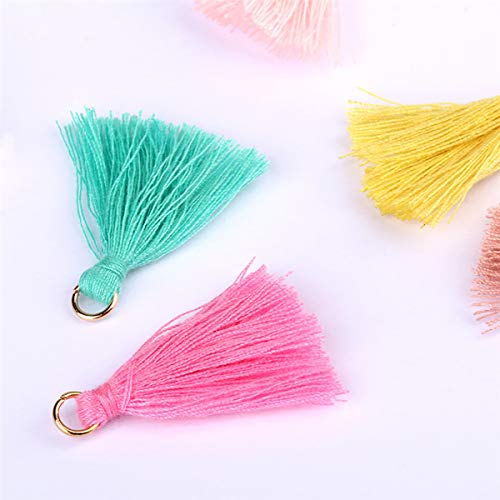 Ecyc 50Pcs Mini Tassel Pendant Cotton Thread Fabric Fringe For Diy Craft Jewelry Key Chain, Orange #TOP2