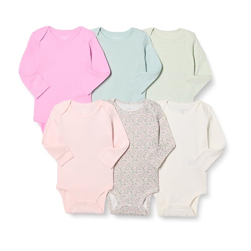 Amazon Essentials Unisex Baby Langärmelige Bodys, 6er-Pack, Floral/Rosa, 24 Monate