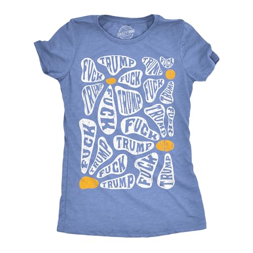 Womens Funny T Shirts F*ck Trump Retro Flowers Sarcastic Political Graphic Novelty Tee for Ladies Funny T Shirts Sarcastic Tops for Women Cool Political Light Blue XL