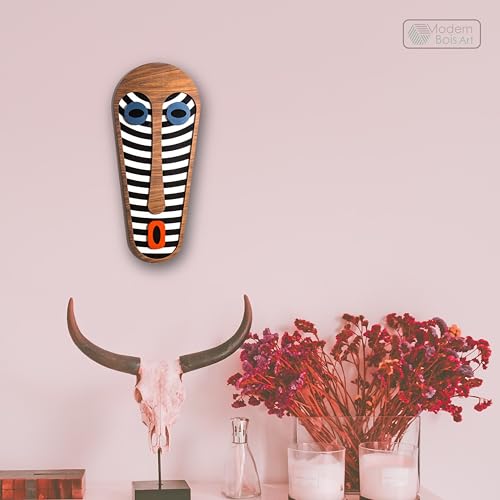 Image of MODERN BOIS ART African Mask Wall Sculpture, Wood Wall Hanging, 3D Wall Art, Large Wooden Wall Art, Living Room Art, Office Decor, Pop Art, Mothers Day House Warming Gift 2