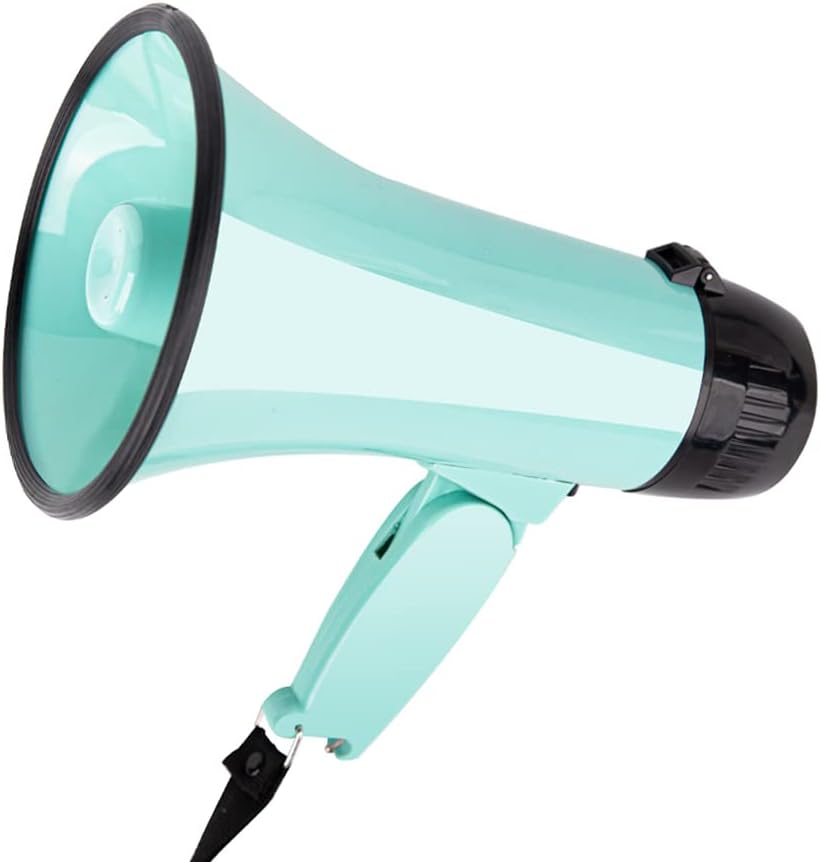 MyMealivos Portable Megaphone Bullhorn 20 Watt Power Megaphone Speaker Voice and Siren/Alarm Modes with Volume Control and Strap (Teal)