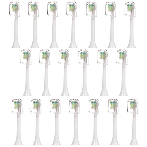 Preisvergleich Produktbild 20 Stk. E-Cron Aufsteckbürsten mit Schutzkappen, Kompatibel Ersatbürsten für Philips Sonicare DiamondClean Mini. Passend an mehreren elektrischen Zahnbürsten von Philips.