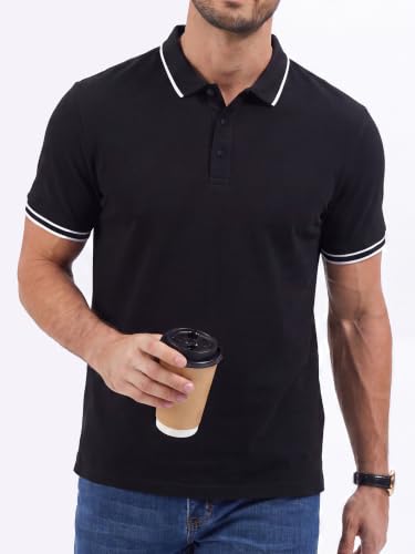 Camiseta polo para hombre de manga corta en mezcla de algodón, estilo clásico casual para golf | Material suave y transpirable, con tecnología antitranspirante, lavable a máquina miniatura 2