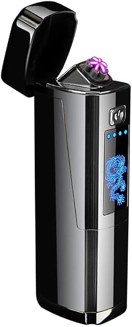Kivors Lighter,Electric Lighter USB Rechargeable Dual Arc Plasma Lighter Upgraded with LED Battery Indicator for Fire Indoor Outdoor Camping Candles (#2-Black)