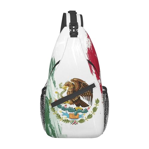ASYG Mexico Sling Bag Mexico Flag Crossbody Chest Daypack Casual Backpack Shoulder Bag Hiking Bag Mexican Bag