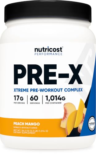 Image of Nutricost Pre-X Xtreme PreWorkout Powder Complex (Peach Mango) 60 Servings