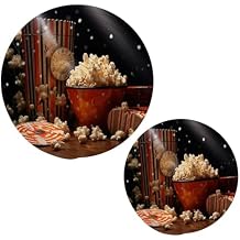 YETTASBIN Movie Theater Popcorn Round Trivets Pot Holders 2 Pcs, Heat Resistant Cotton Thread Weave Trivets for Hot Dishes, Cooking, Baking, Farmhouse, Kitchen Decor