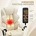 HOMREST 6-Point Massage Executive Chair,Heat Office Chair,Ergonomic Home Office Desk Chairs with Retractable Footrest and Reclining Function,Leather Computer Chair with Adjustable Armrest(‌Off White)