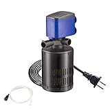 JAJALE 210 GPH Internal Filter Submersible Pump - 3 in 1 Aquarium Fish Tank Pump with Oxygenation, Filtration & Water Cycling, 3.3 ft max lift, 15W