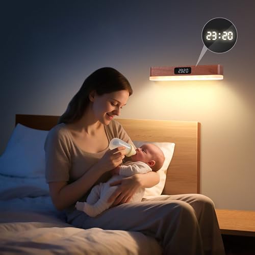 Lámpara de pared con sensor de movimiento LED regulable de madera claro con mando 7