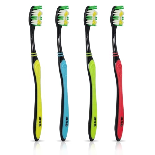 Image of GUM Multi-Clean Toothbrush, Soft Multi-Level Bristles, Medium Head, 4 Count (Pack of 3)