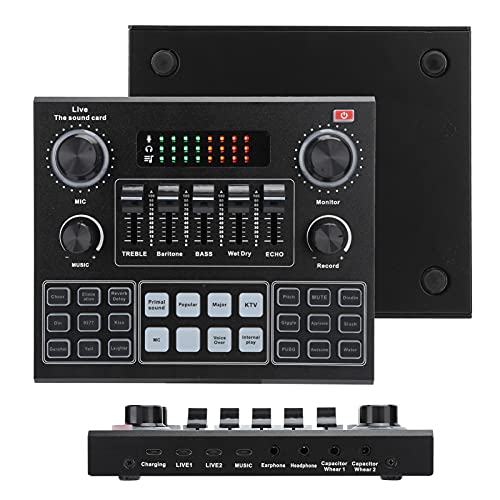 Audio Mixer, V9 Bluetooth Soundkarte Stereo Audio Mixer 16 Spezialeffekt Sound für Computerspiel Handy Live Broadcast