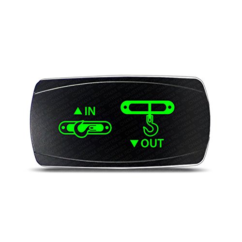 CH4x4 Rocker Switch Winch IN-OUT Symbol – Horizontal - Green LED