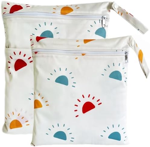 TRASUN Wetbag Kindergarten Nasstasche Windel Taschen Schwimmsachen Nassbeutel Nasse und Trocken Wickeltasche 2er Wasserdicht Waschbar Nassbeutel Organiser für Kleinkind