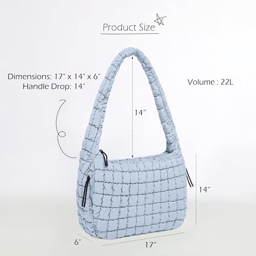 Image of ODODOS Quilted Carryall Tote Bag for Women Crossbody Hobo Lightweight Padding Shoulder Bag
