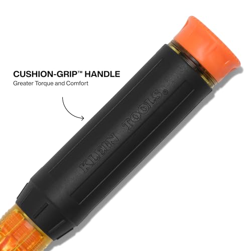 Image of Klein Tools 32604INS 4-in-1 Insulated Multi-Bit Screwdriver, Multi-Bit Driver with Auto-Locking Collar, 1000V Rated, In-Handle Bit Storage