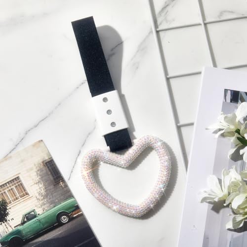 Image of Fabbay Bling Car Accessories Bling Heart Handle Ring Car Accessory for Women Hearts Hand Strap Drift Charm Rear Bumper Warning Ring Decor for Auto Interior Exterior Decoration(Colorful,Heart Style)