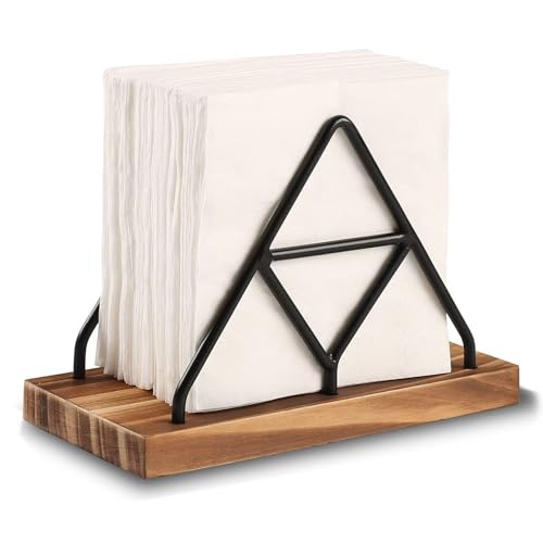 Servietten aus metall und holz - Serviettenhalter Schwarz - Ddreieckige Gestaltung - Napkin Holder - Küchen Restaurant Bar Zubehör und Dekor