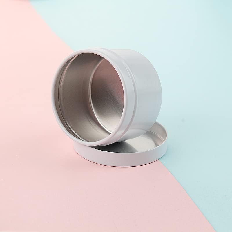 Miniatura 7 de 20 latas de velas de 1.7 onzas líquidas, redondas, vacías, rellenables, para guardar velas, manualidades, regalo, té y dulces (blanco)