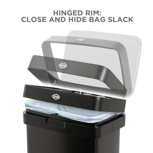 Clorox 13 Gallon Trash Can - 50L Kitchen Trash Can with Wide Step Pedal - Rectangular Black Stainless Garbage Bin with Hinged Rim and Odor Protection by Clorox - Image 3