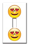 Art Plates - Decorative Switch Plate - Single Gang Toggle Switch Plate - Decorative Metal Wall Plate - Heart Eyes Emoji - (Made in USA)